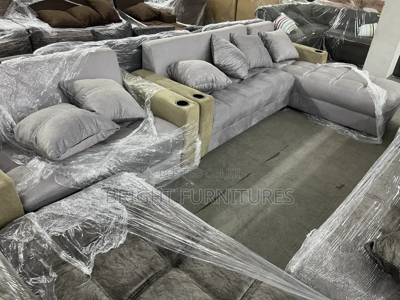 High Quality Fabric L Shape With 2 in 1 Sofa Sets