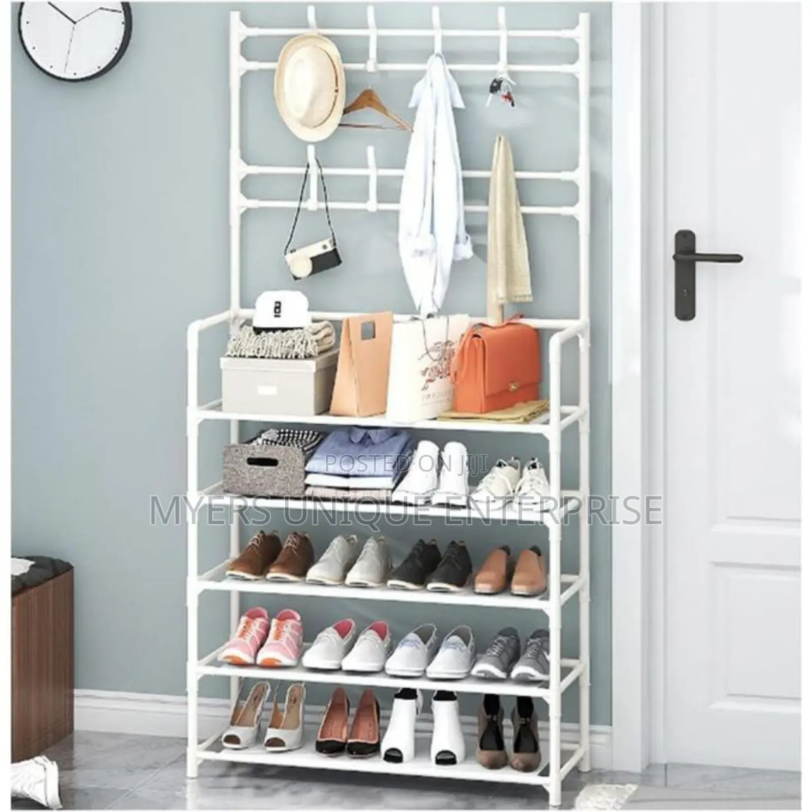 Modern 5 Tier Shoe Rack With Hat Hanger
