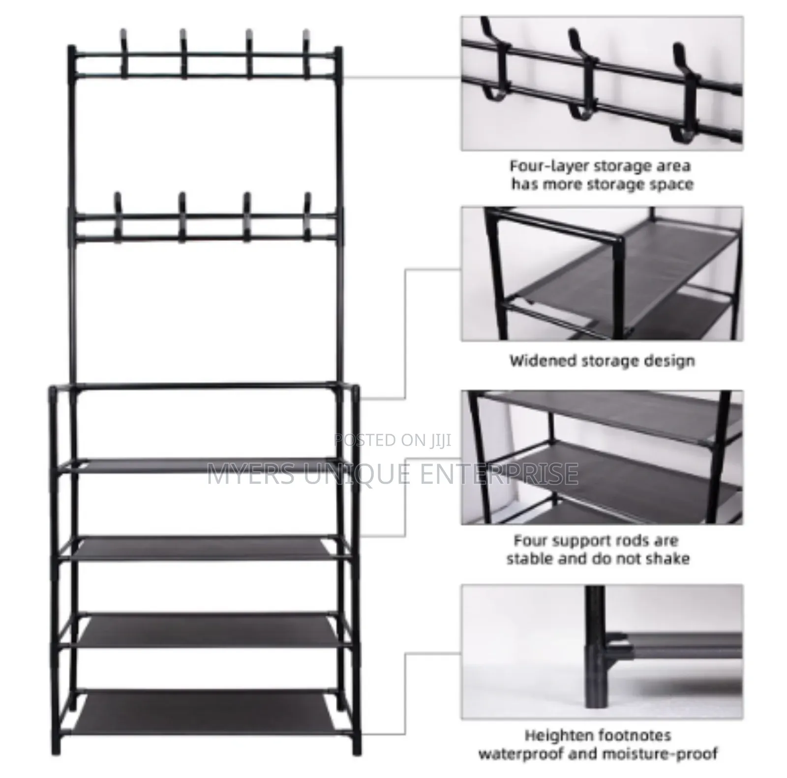 Metal Shoe Rack With Coat Hanger