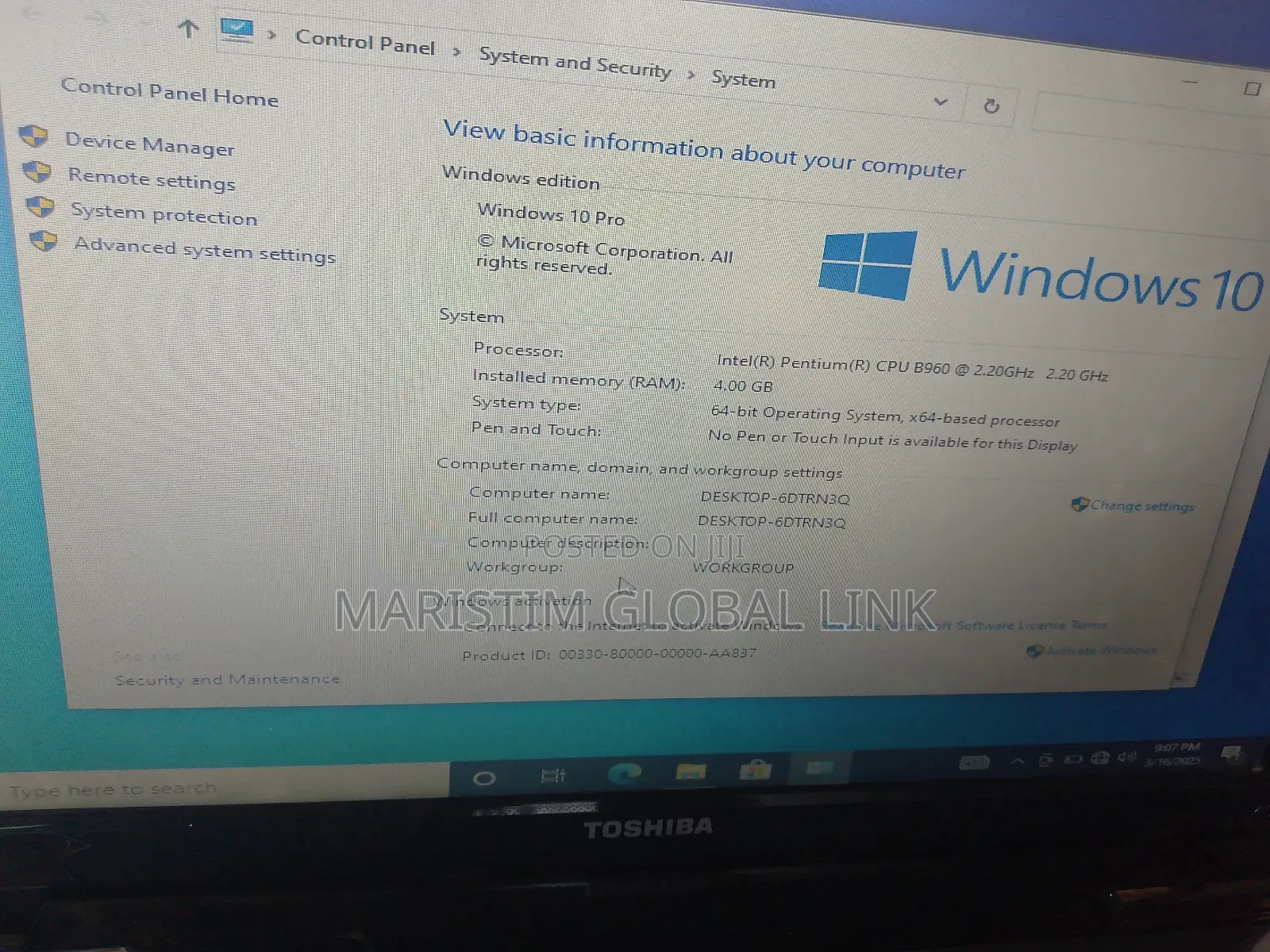 Laptop Toshiba Satellite L755 4GB Intel Pentium HDD 320GB
