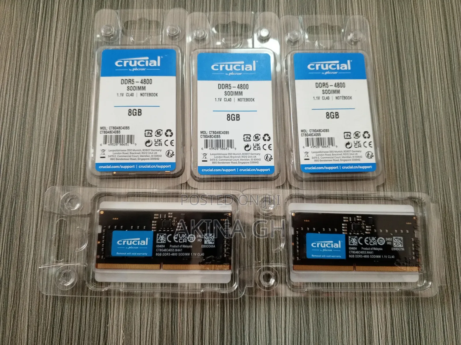 Crucial 8gb Ddr5 4800mhz Cl40 Laptop Ram Sodimm