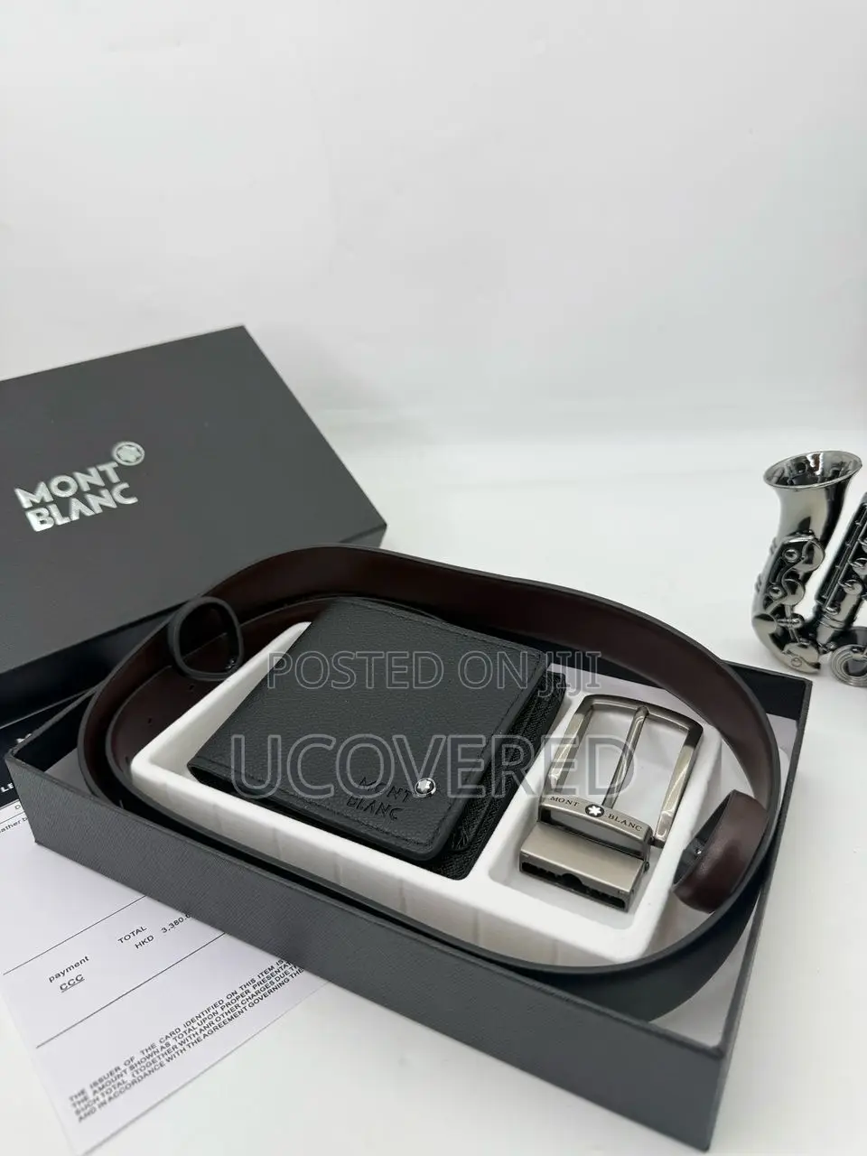 Mont-Blanc Men’S Bifold Flip Id Wallet + Belt
