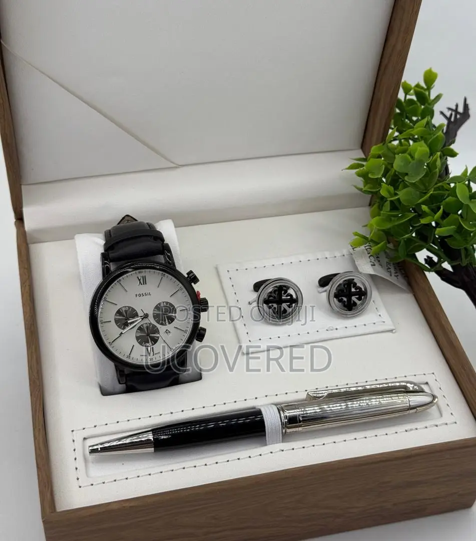 Gift Set Men’S Watch Black - Cufflinks - Pen