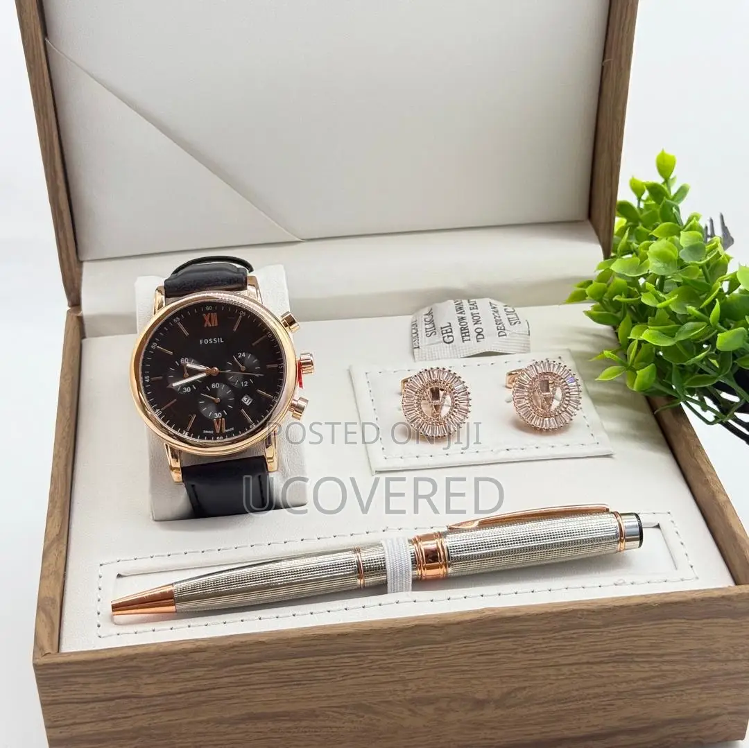 Gift Set Men’S Watch Black - Cufflinks - Pen