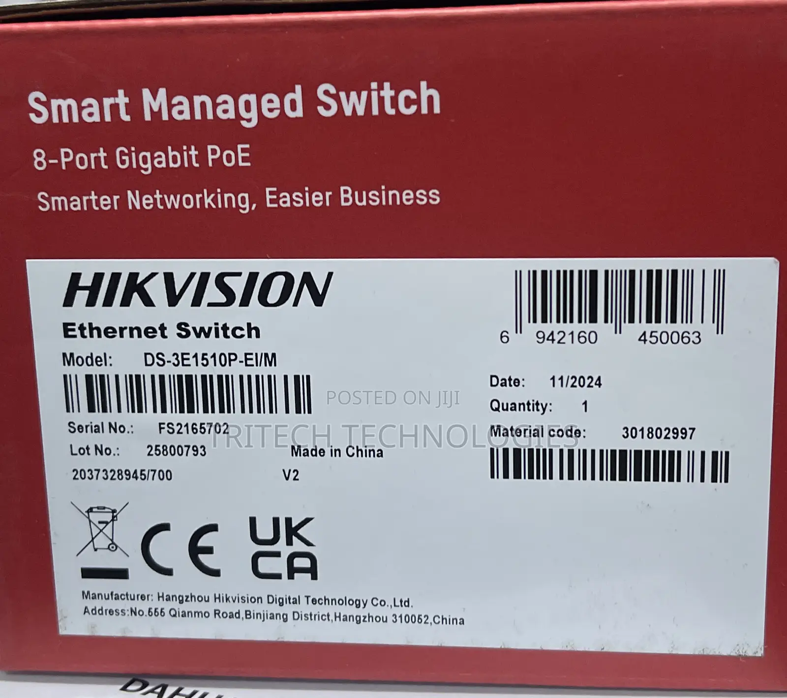 Hikvision 8port Poe Switch With 2uplink Ds-3e1510p-E1/M