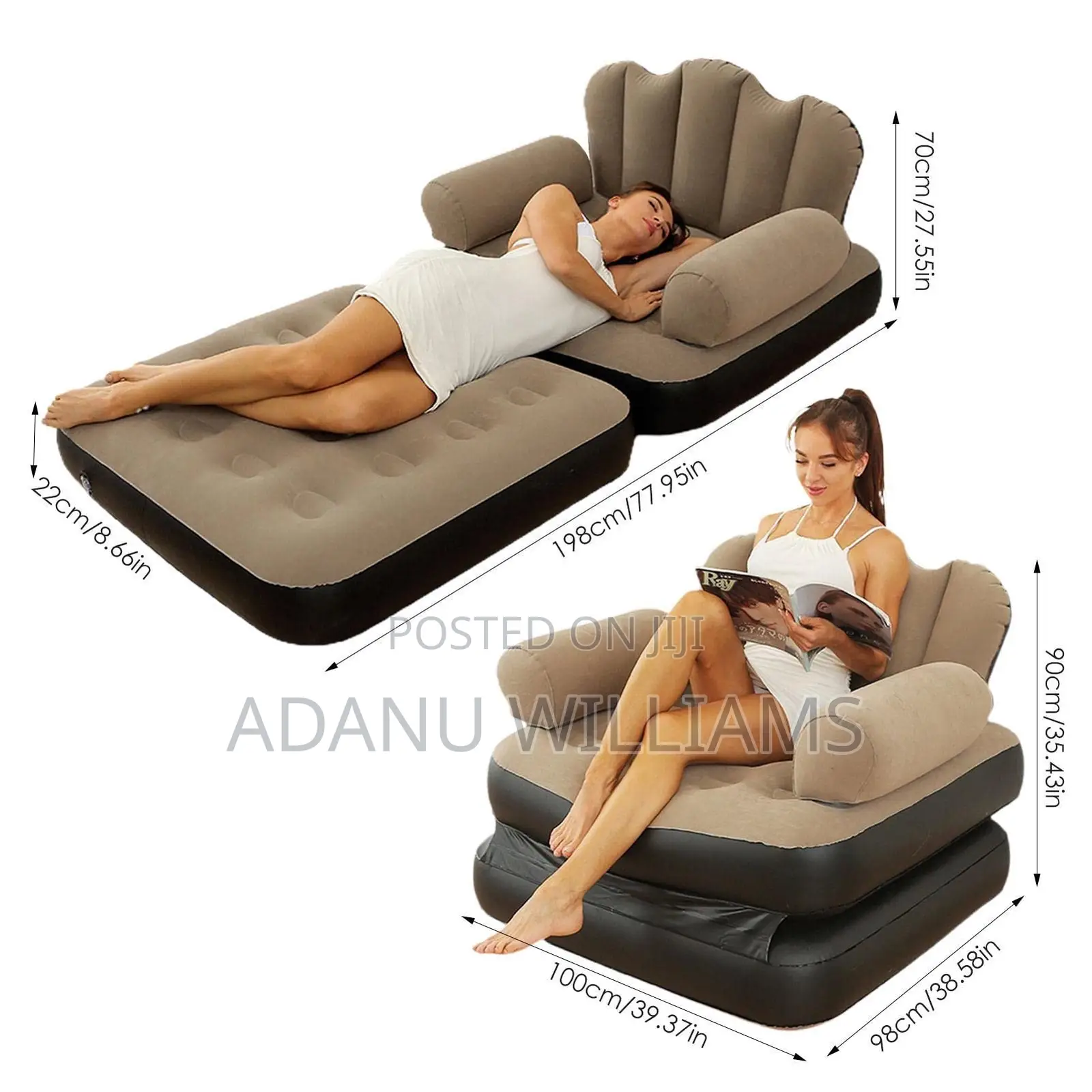 Multifunctional 5in1 Foldable Inflatable Bed Sofa With Pump