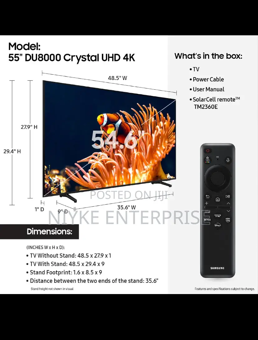 Samsung 55-inch Du8000 Crystal Uhd 4k Smart Tv (2024 Model)