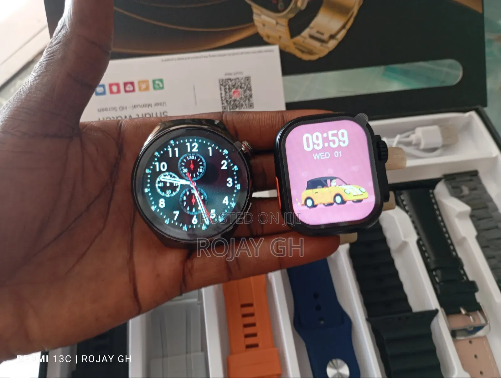 D13-Gs Smart Watch With 2 Smartwatches and 7 Straps - Black