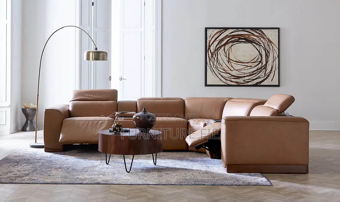 Lovro 6pc Leather Sectional With Recliners Console FRM Usa