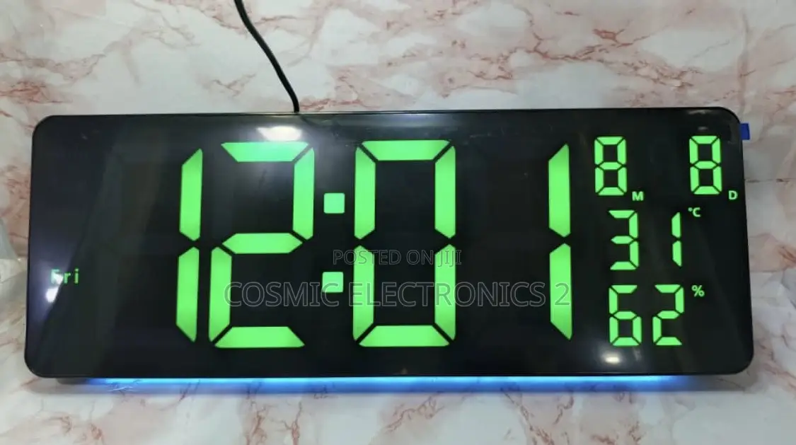 Digital Wall-Mounted LCD Clock With Colorful Night Light