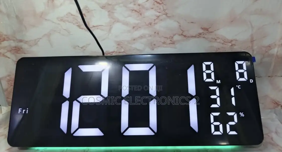 Digital Wall-Mounted LCD Clock With Colorful Night Light