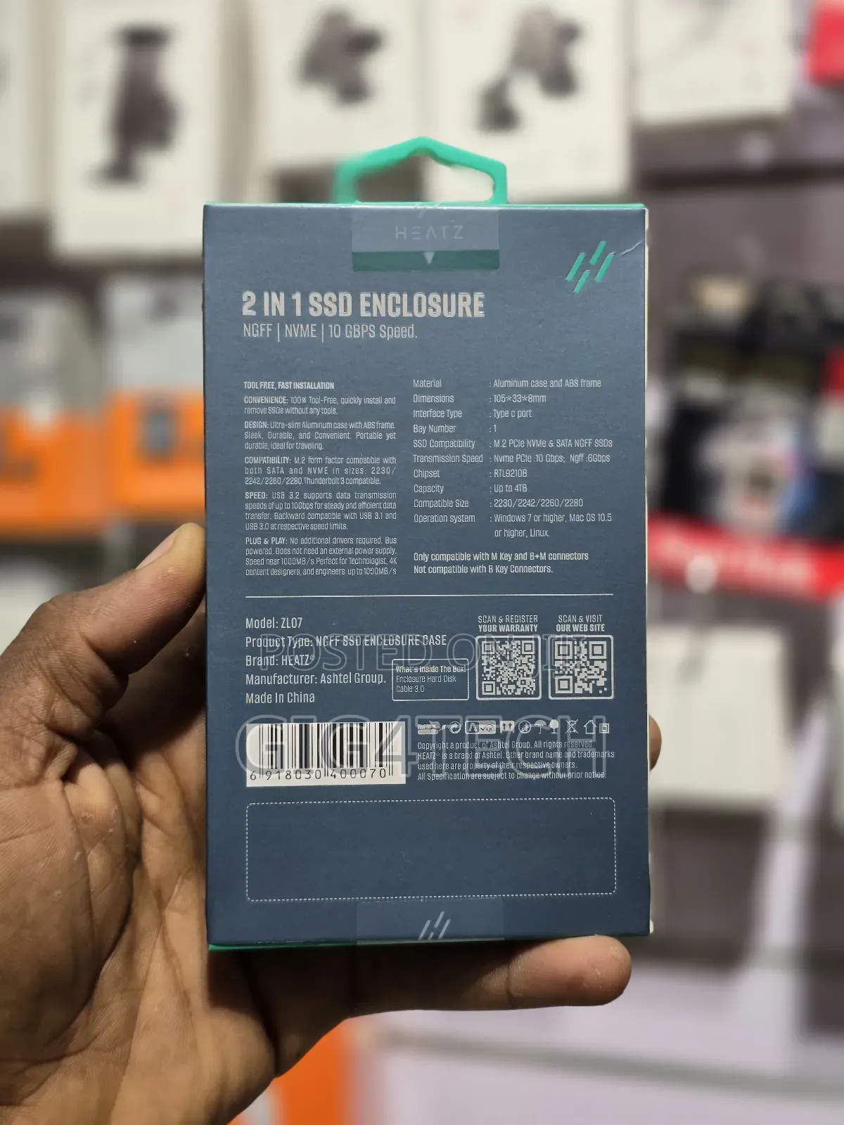 Heatz Zl07 2in1 Double SSD Enclosure Case Nvme 10gbps