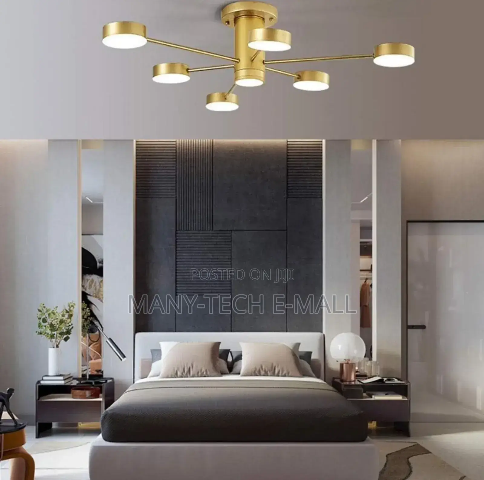 6 Heard Golden Ceiling Pendant/ Chandelier Light.