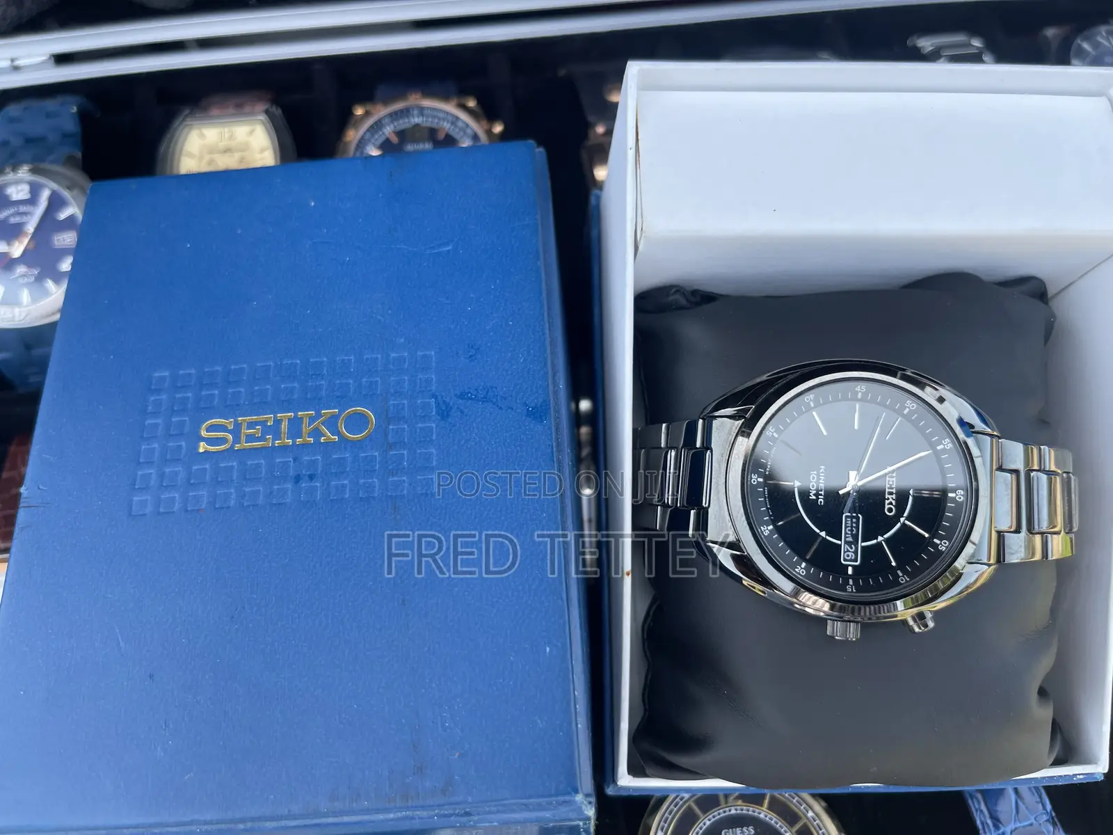 Seiko Kinetic All Black Stainless Steel Watch
