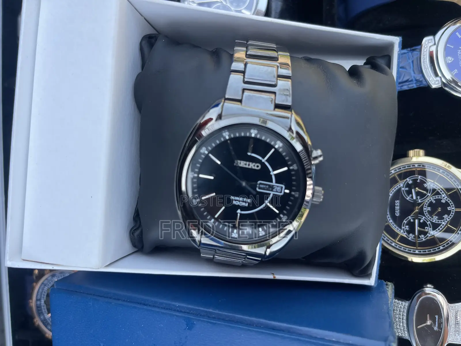 Seiko Kinetic All Black Stainless Steel Watch