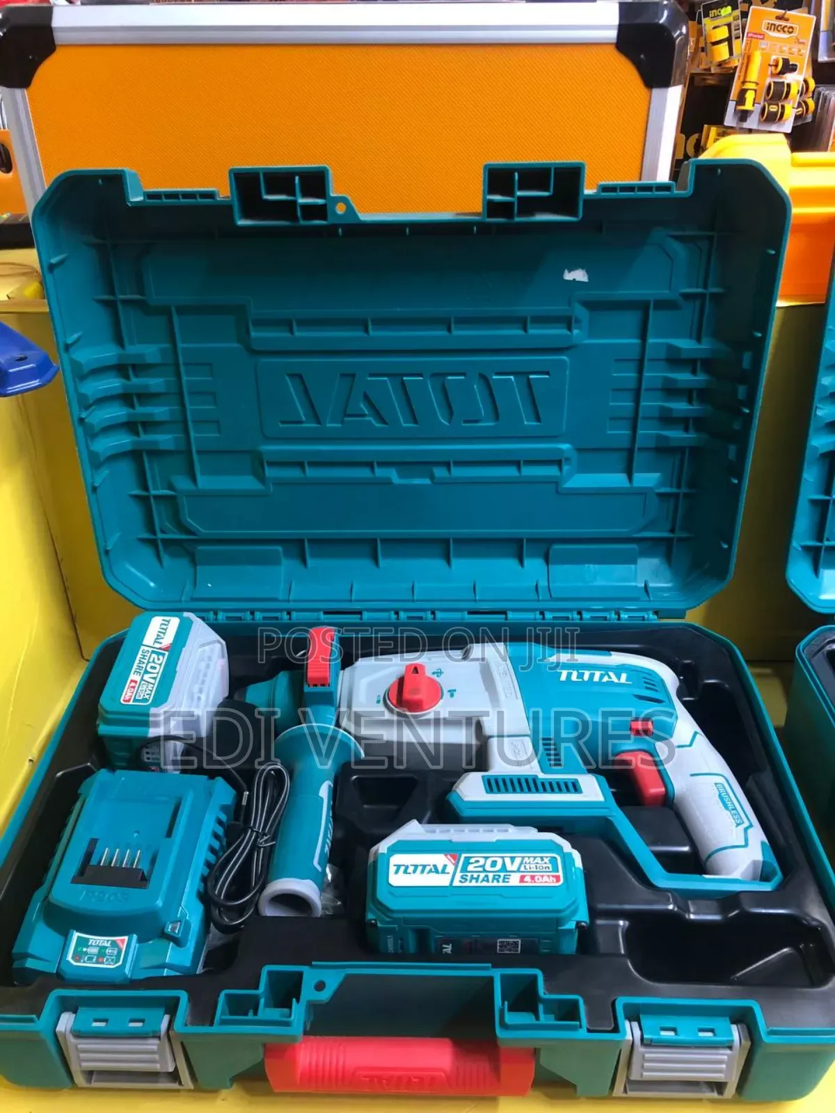 Total Cordless Rotary Hammer-4 Functions (Two Batteries, 20v