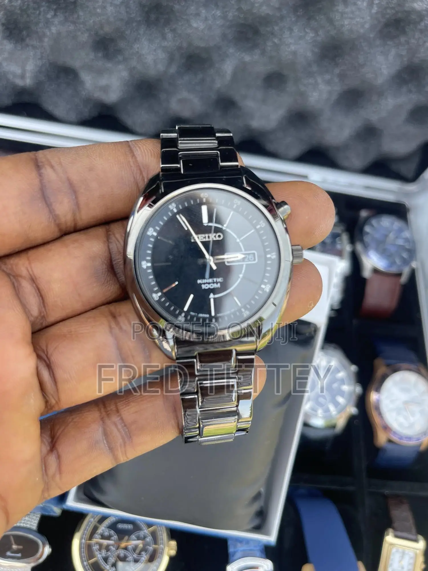 Seiko Kinetic All Black Stainless Steel Watch