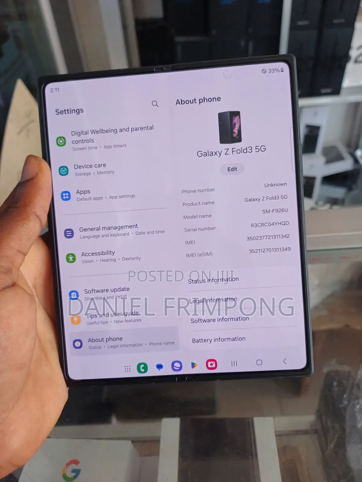New Samsung Galaxy Z Fold 3 256 GB Black