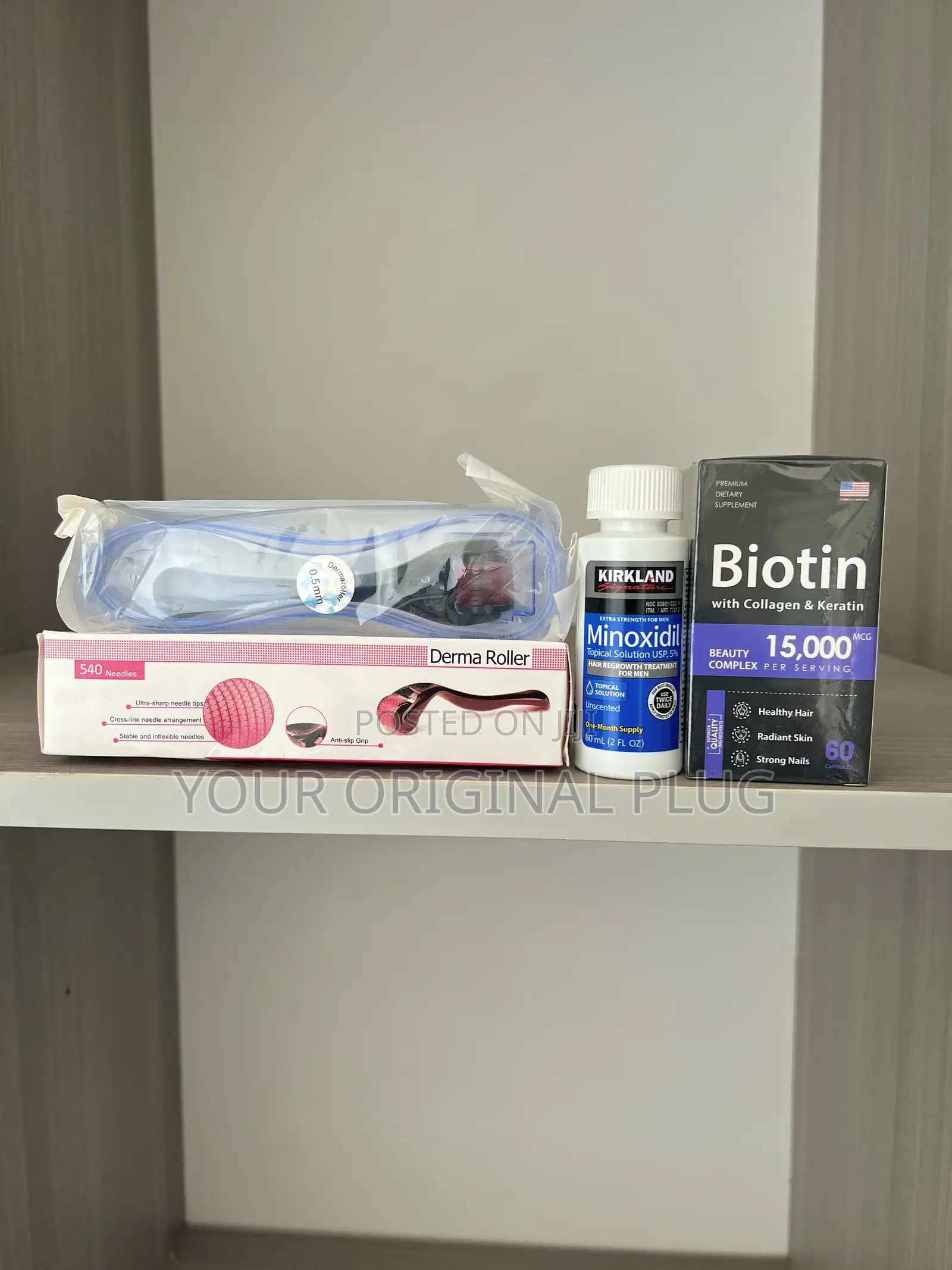 Kirkland Minoxidil, Derma Roller, Biotin (Supreme Combo)