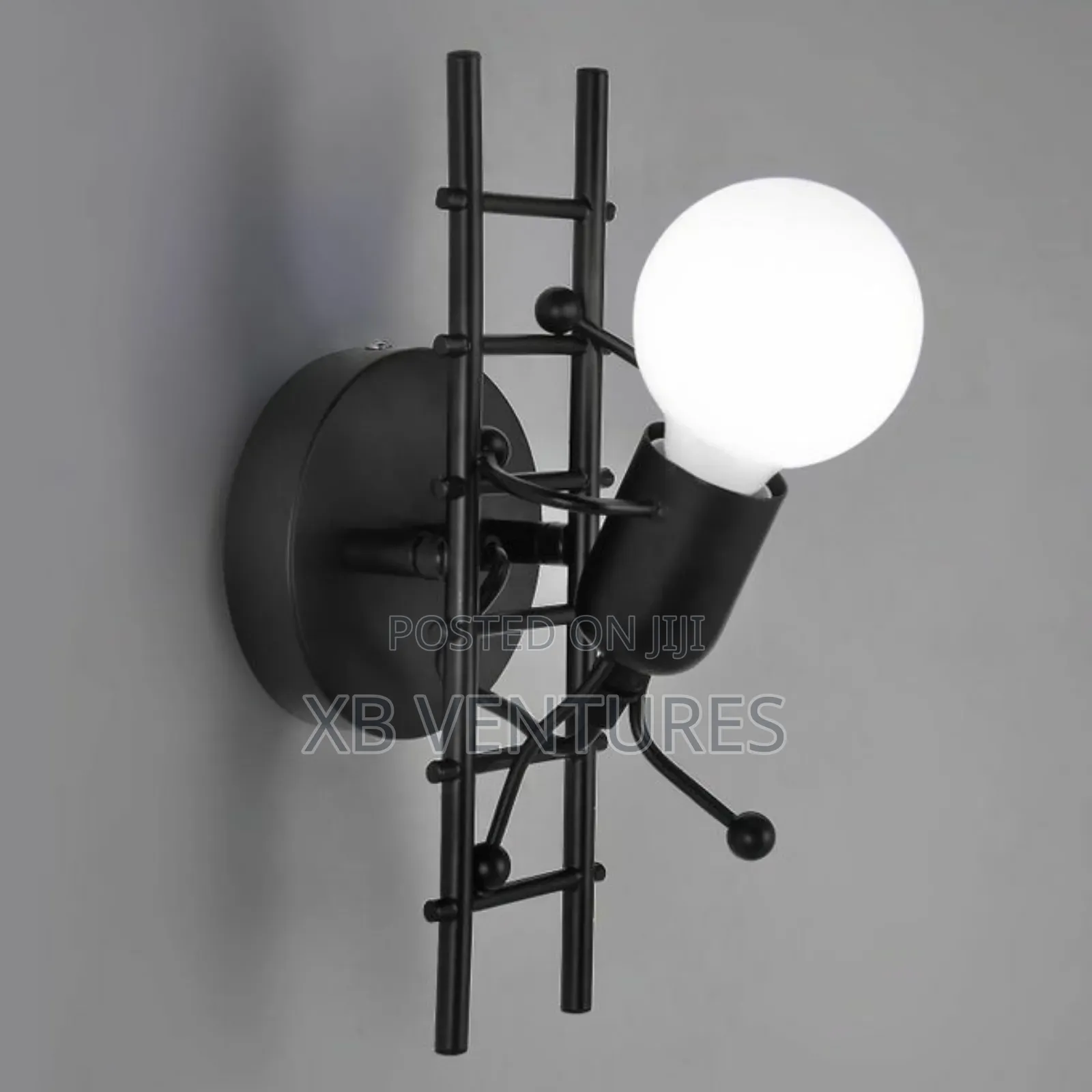 Metal Ladder Shape Lighting E26 Base (Black) With Led Bulb