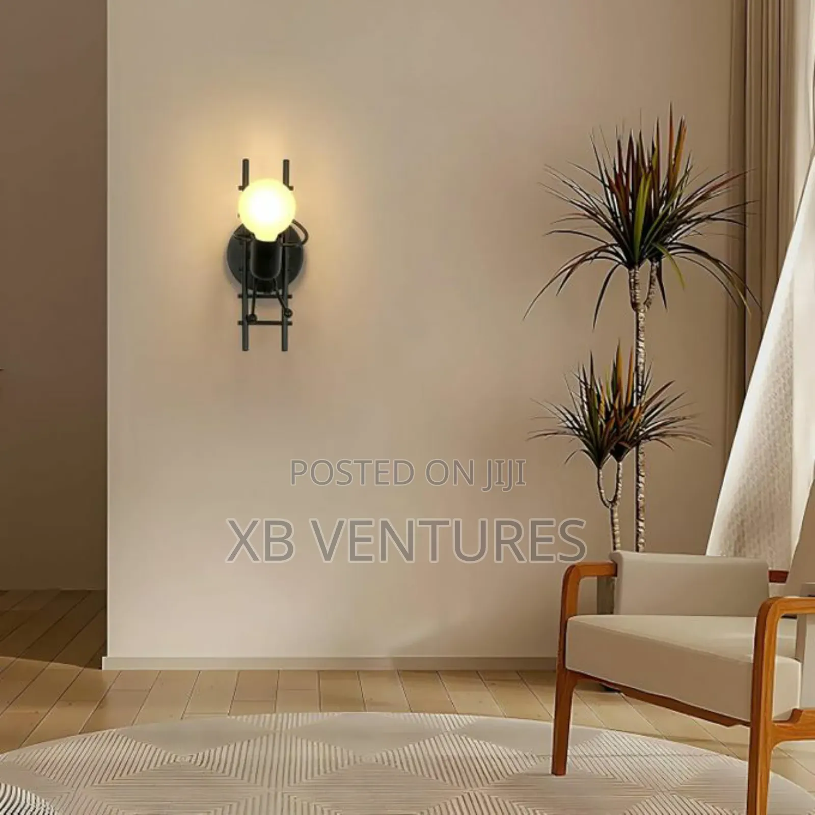 Metal Ladder Shape Lighting E26 Base (Black) With Led Bulb