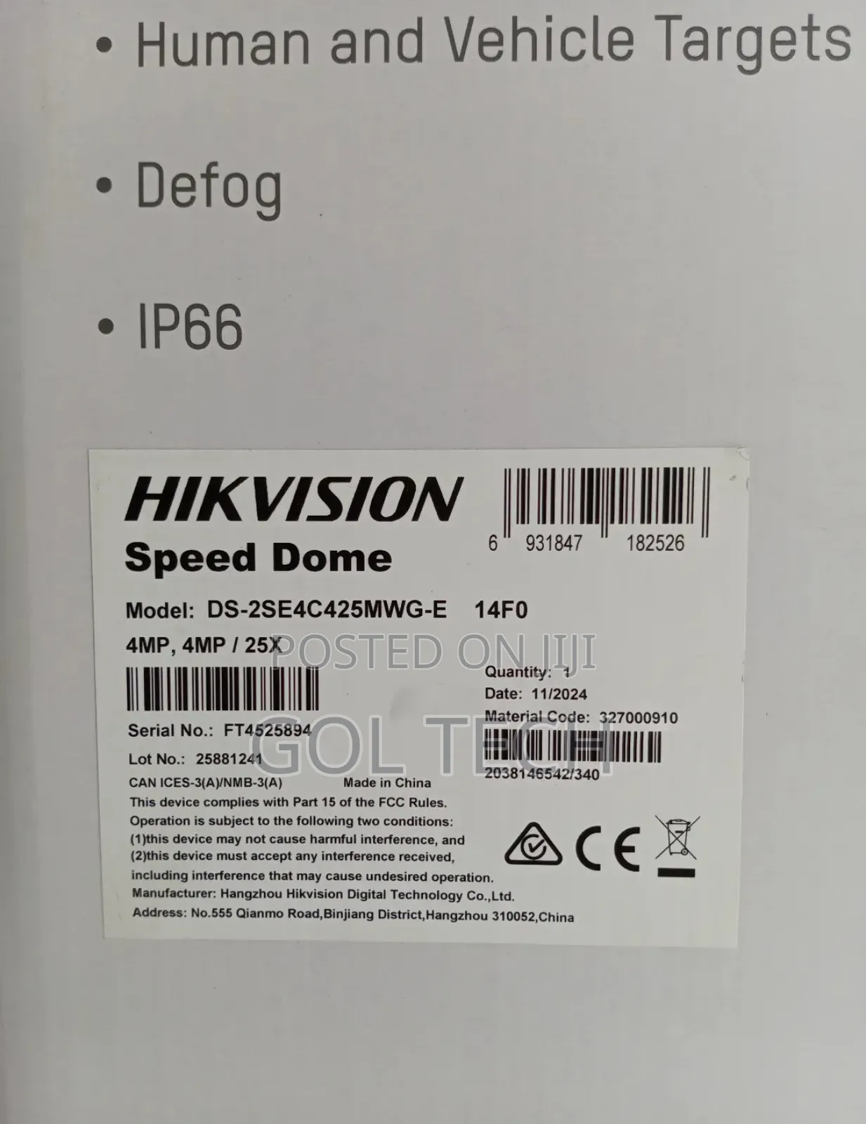 Hikvision 4mp Tebdemvu PTZ Cable Colorvu Ds-2se4c425mwg-E