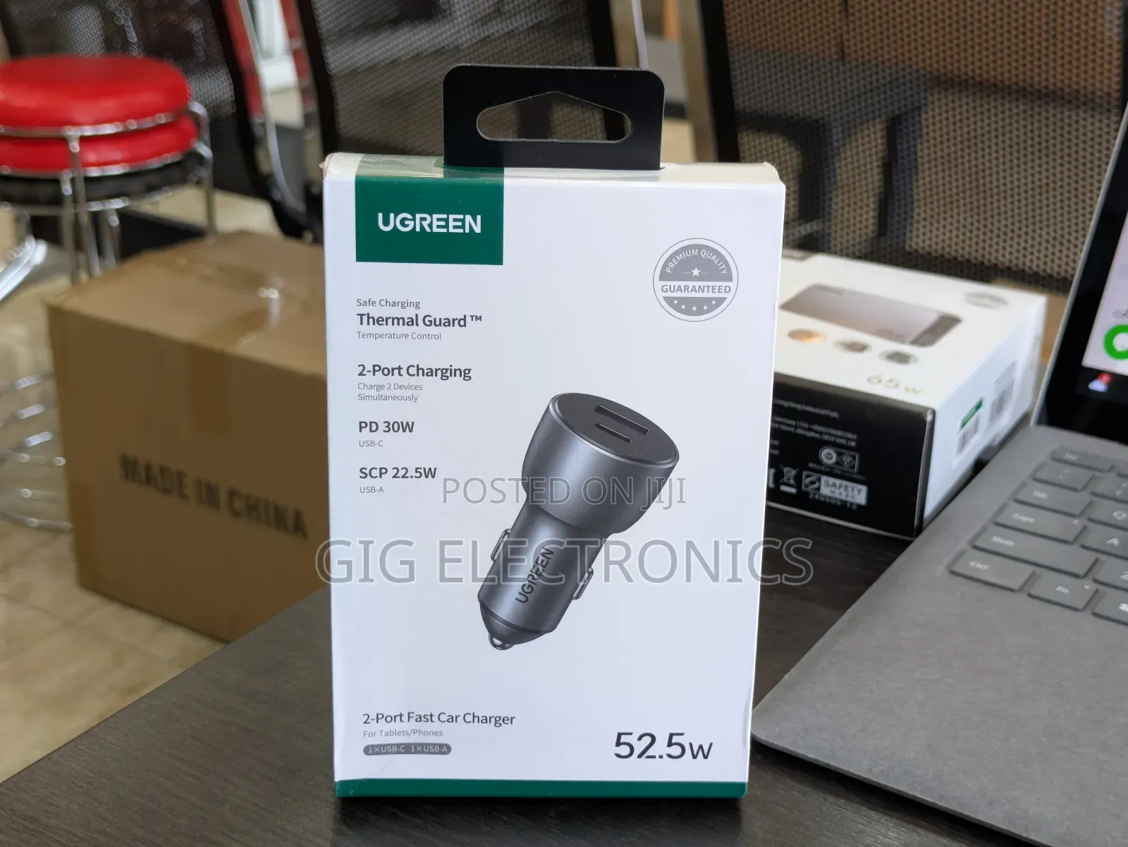 Ugreen Cd213 52.5w Usb-a + Usb-C Fast Car Charger