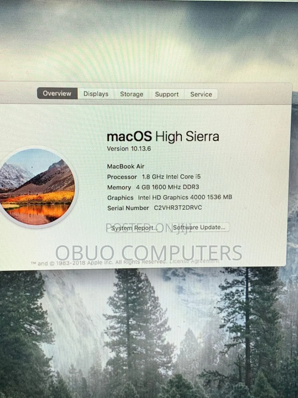 Laptop Apple MacBook Air 4GB Intel Core i5 SSD 128GB
