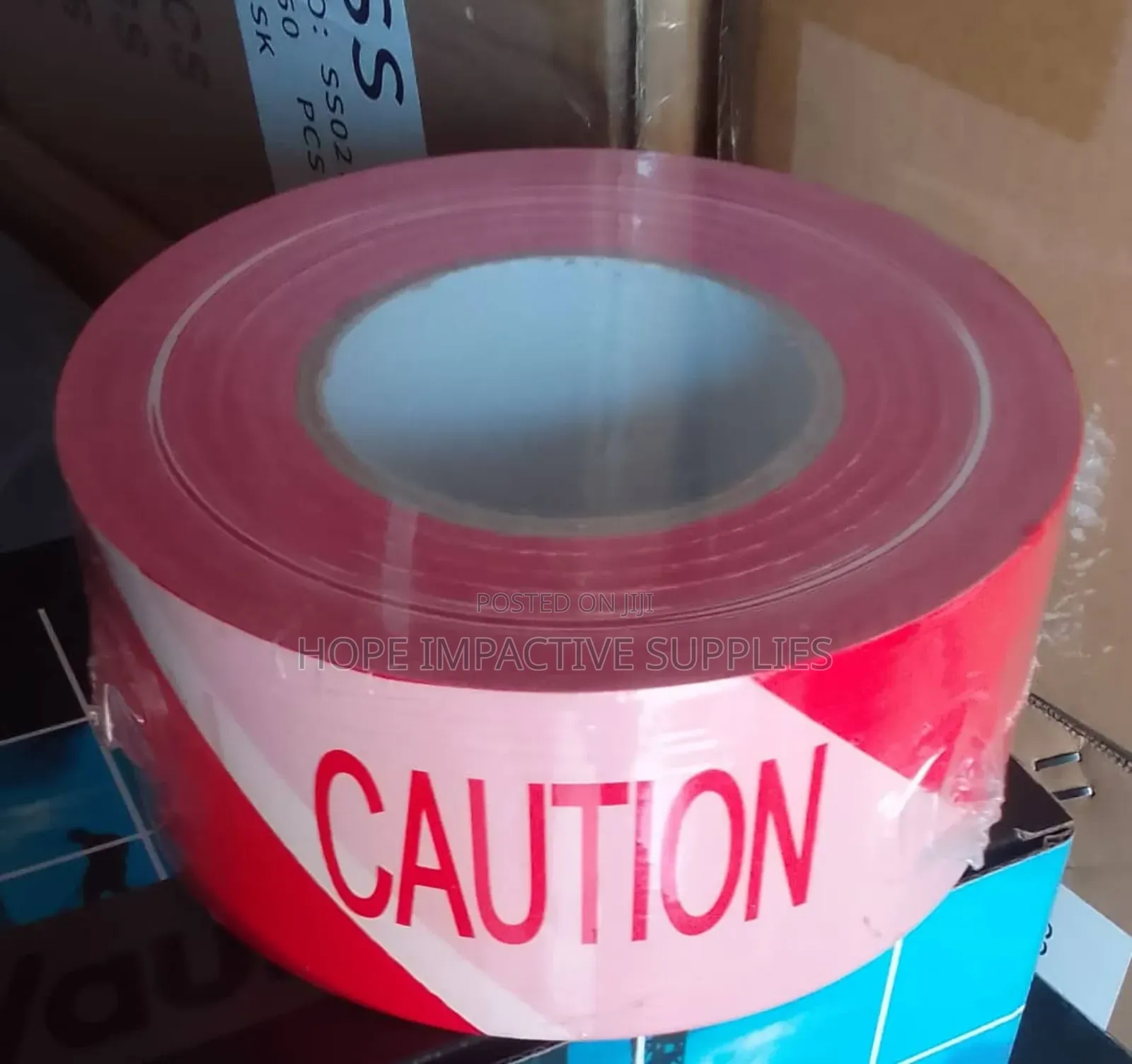 Caution Tape - Red & White - With Caution Label Inside.