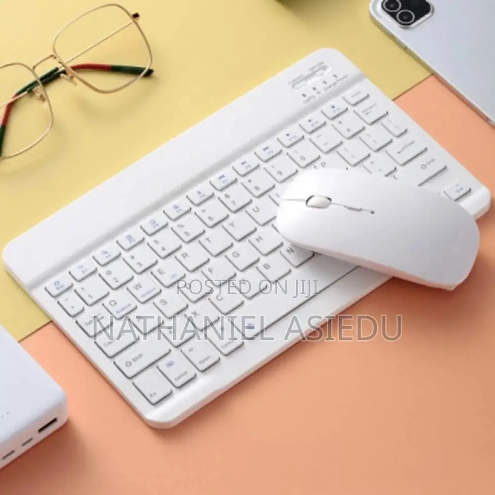 Mini Wireless Azerty Keyboard and Optical Mouse Set in White