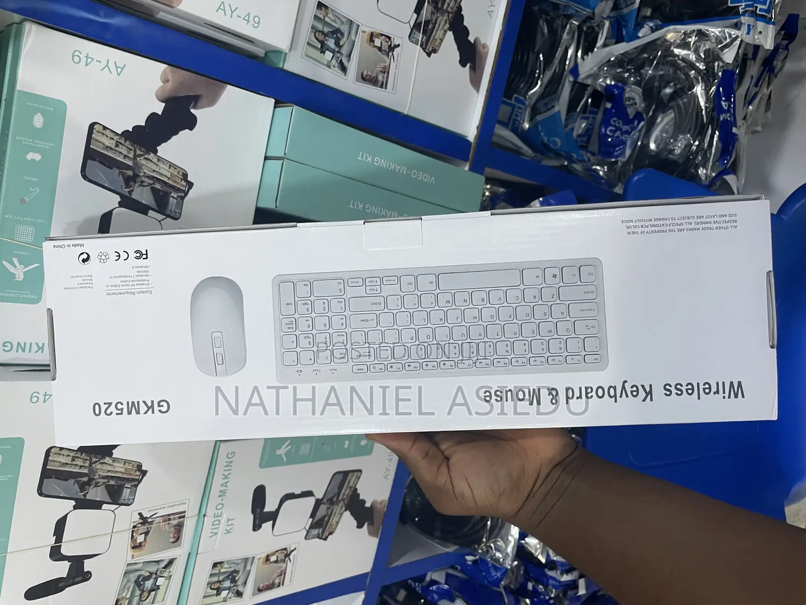 Mini Wireless Azerty Keyboard and Optical Mouse Set in White