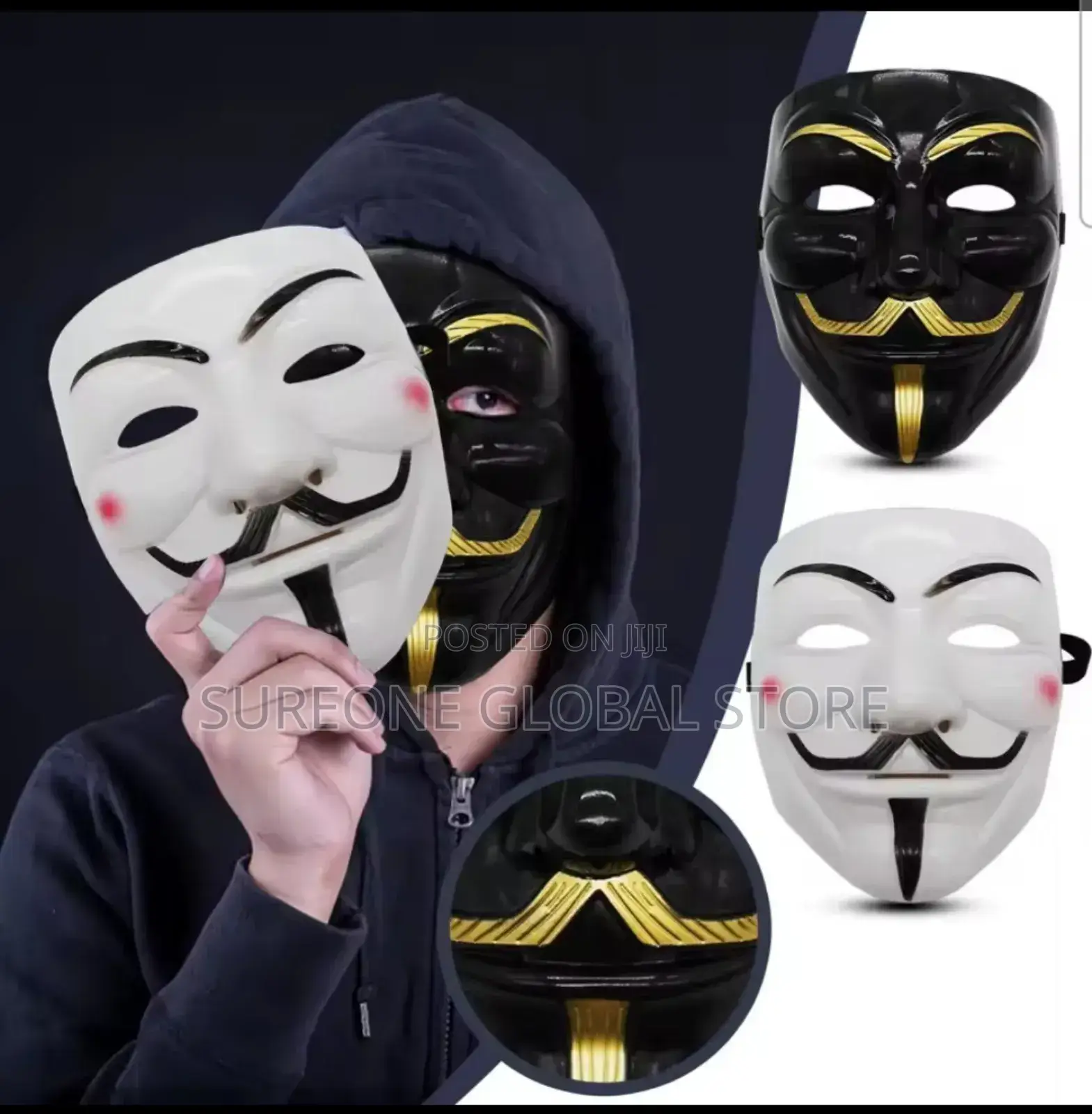 Face Mask Black White v for Vendetta Hackers Cos Mask