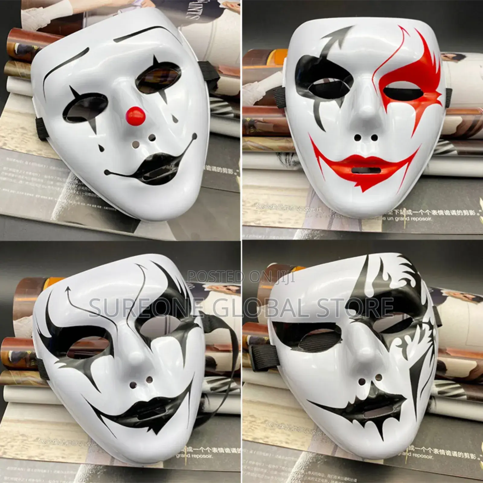 Performance Full Face Mask Hand-Painted White Street Dan