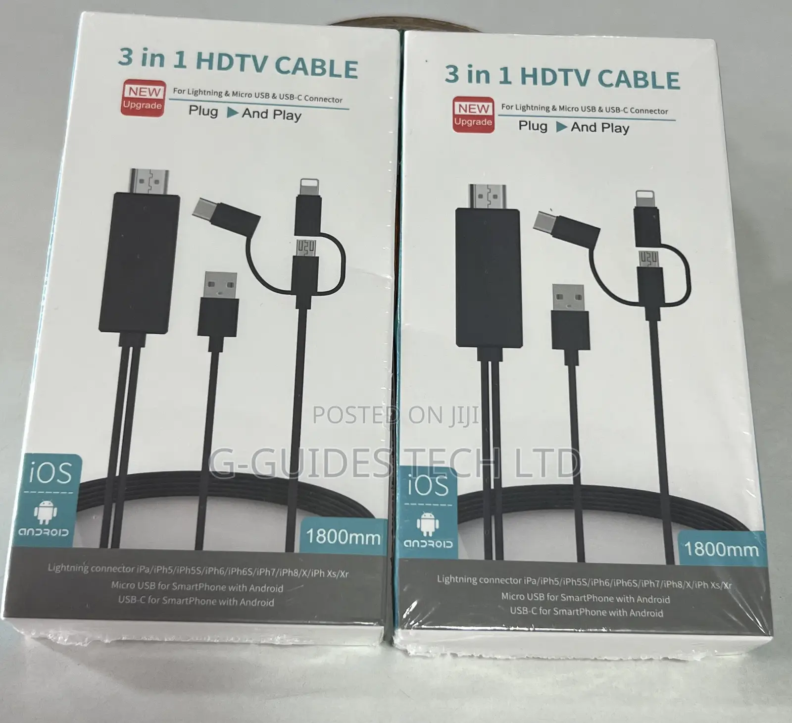 3 in 1 Hdmi to Type-C, iPhone, Android Smartphones Cable
