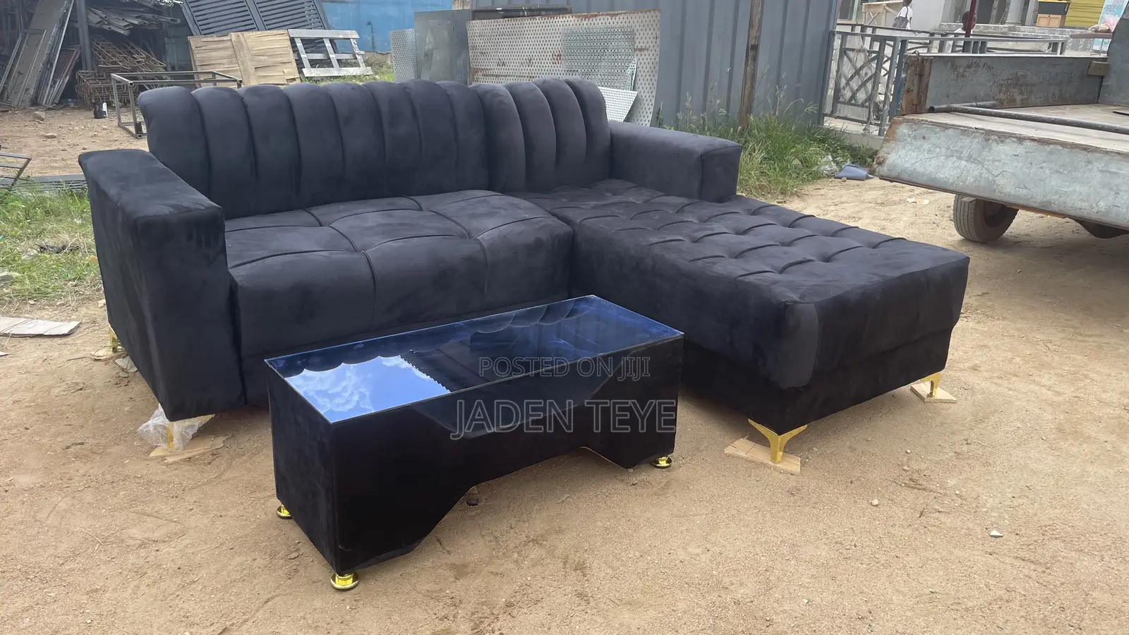 Black L Sharp Sofa (Free Delivery)And Also Payment on Delive