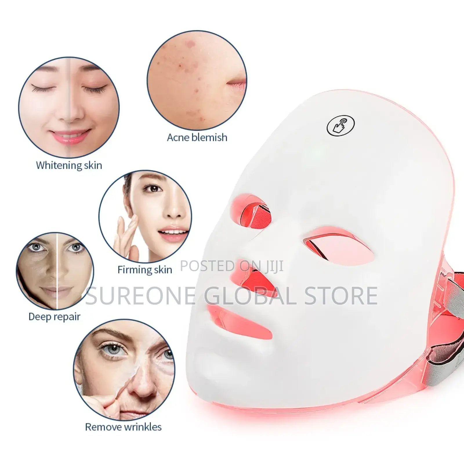 Facial Led Mask Red Light Therapy Anti Aging Face Neck