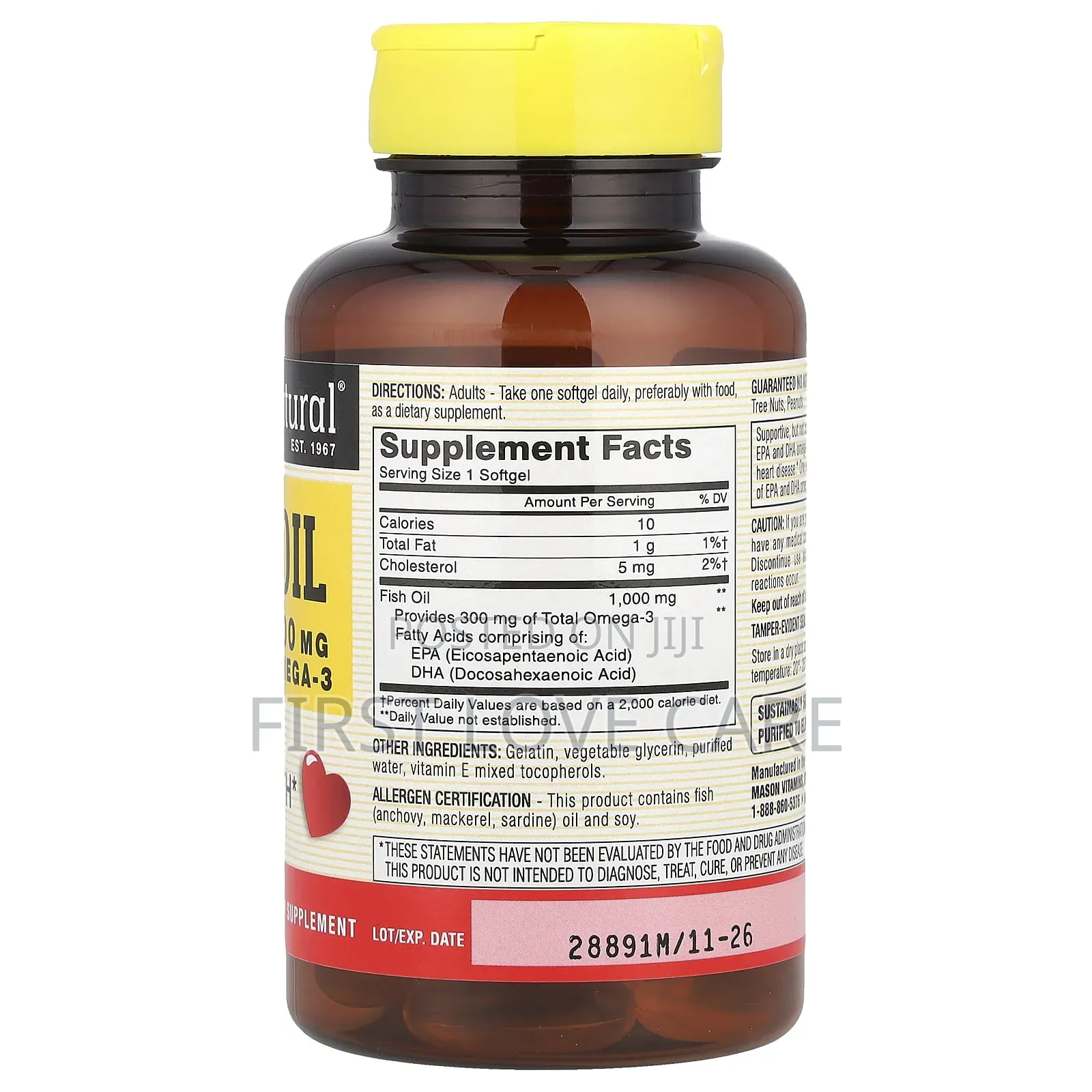 Mason Natural Fish Oil Omega 3 6 9 (1000mg) 60 Capsule