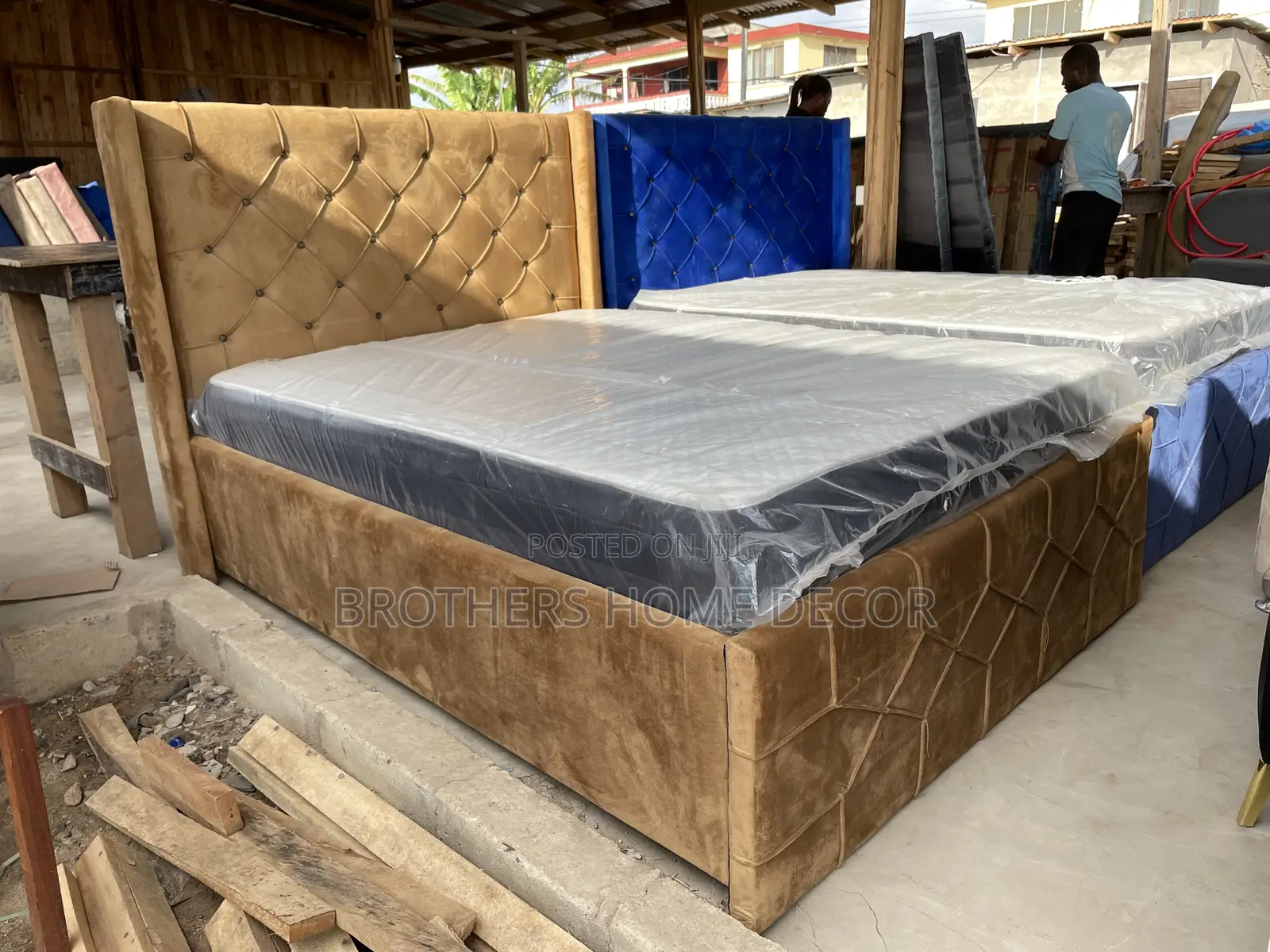 Double Bedframe 54x75 Brown In Color With Mattress