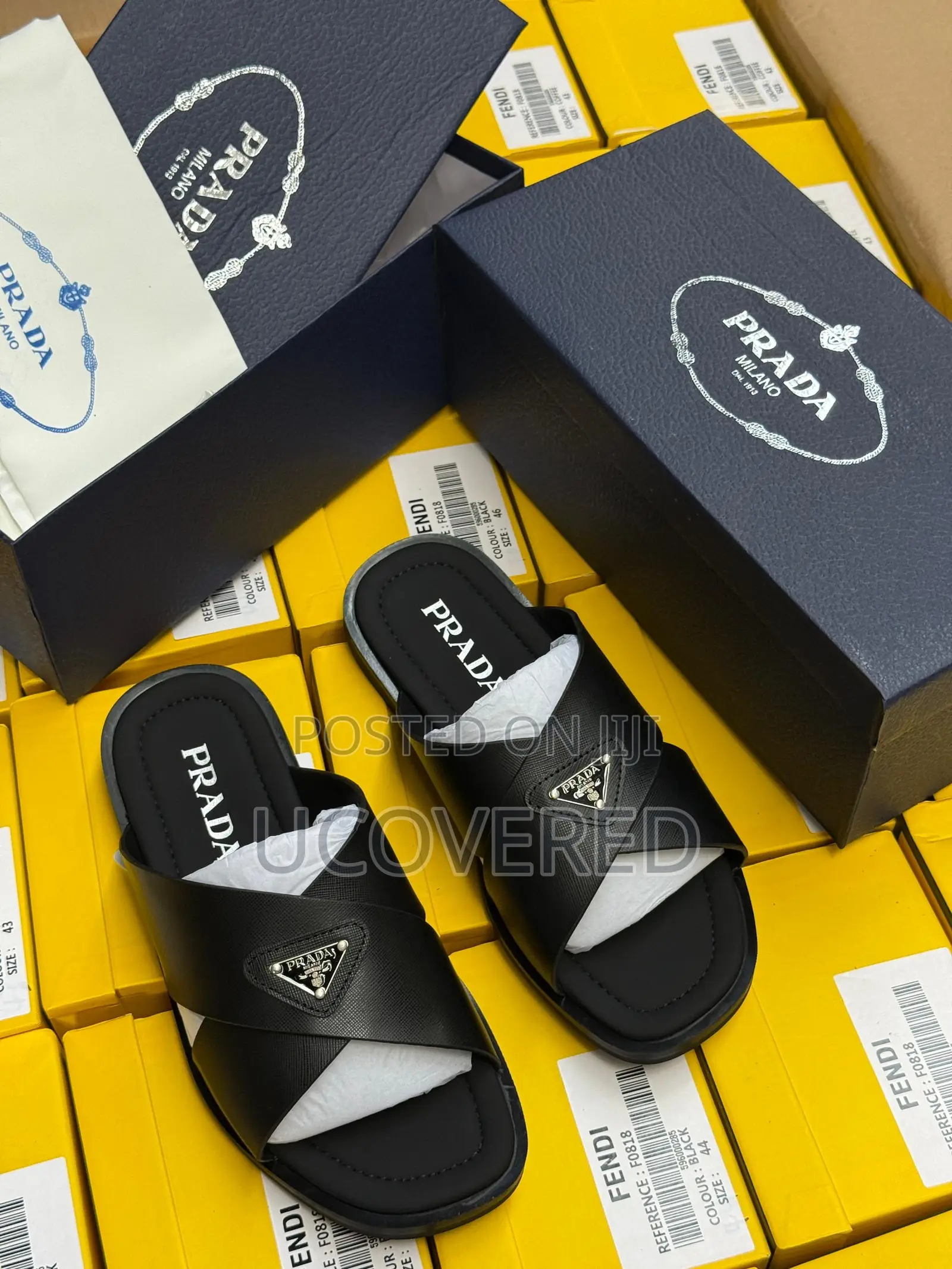 Prada Cross Slide Sandal With Soft Cushion