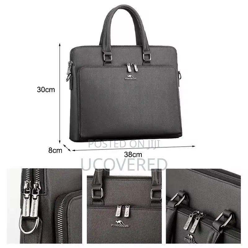 Leather Laptop Briefcase for Men, Waterproof Travel Bag