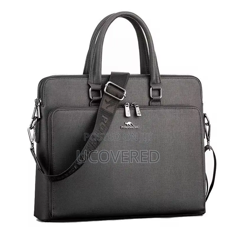 Leather Laptop Briefcase for Men, Waterproof Travel Bag