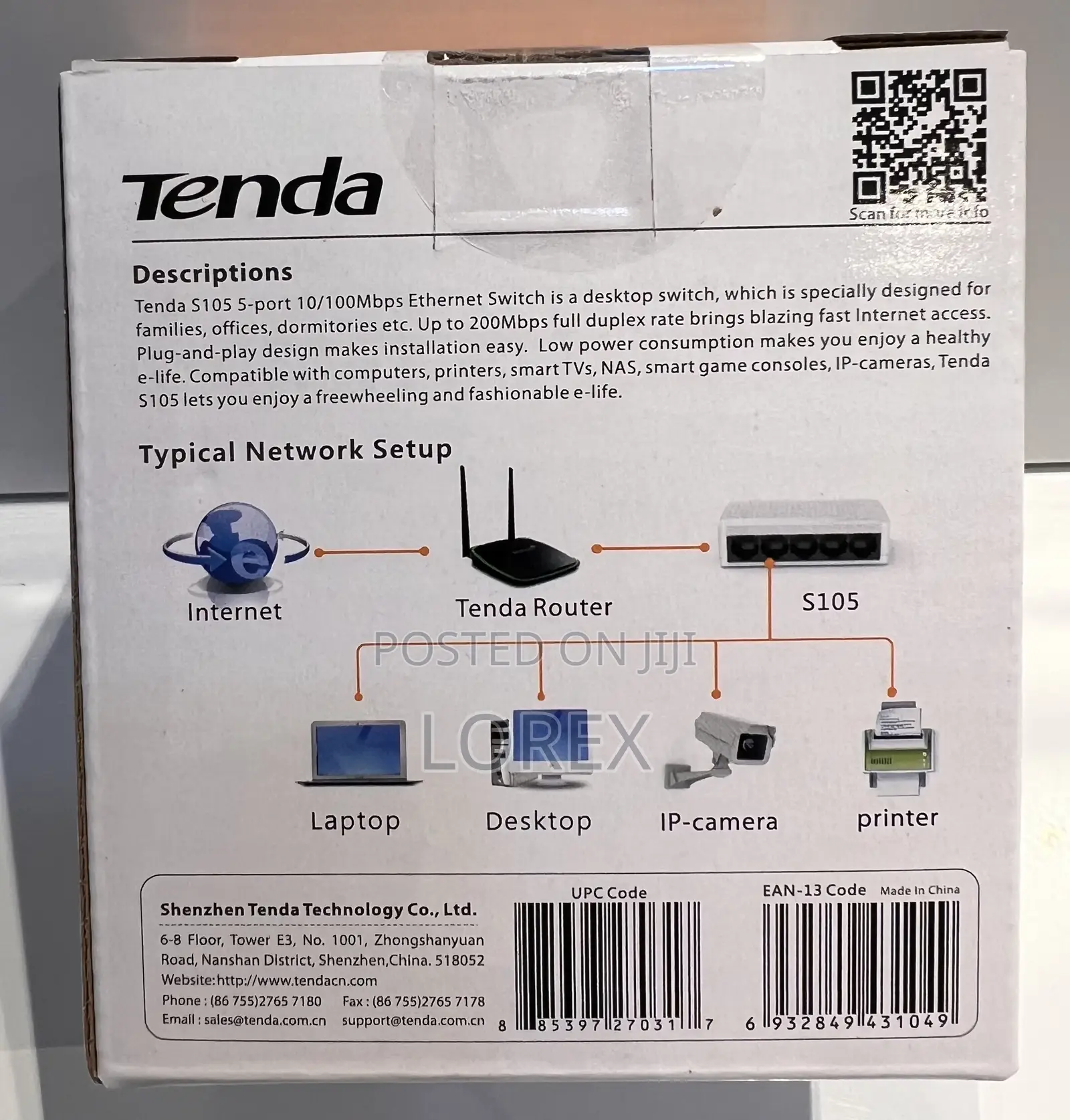 Tenda 5 Port Desktop Switch 10/100mbps S105