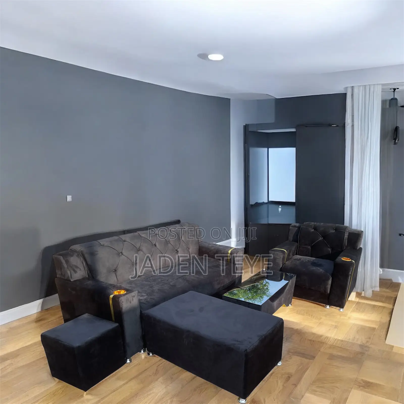 Black Fabric Sofa (Free Delivery)