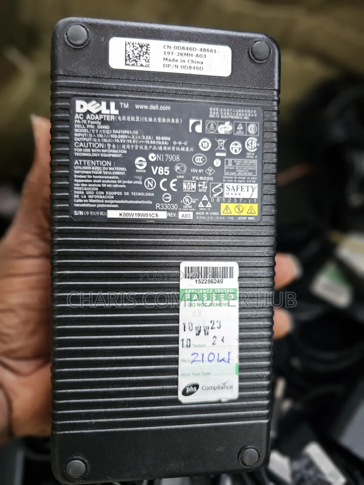 Original Dell Big Pin Charger 210 Watts