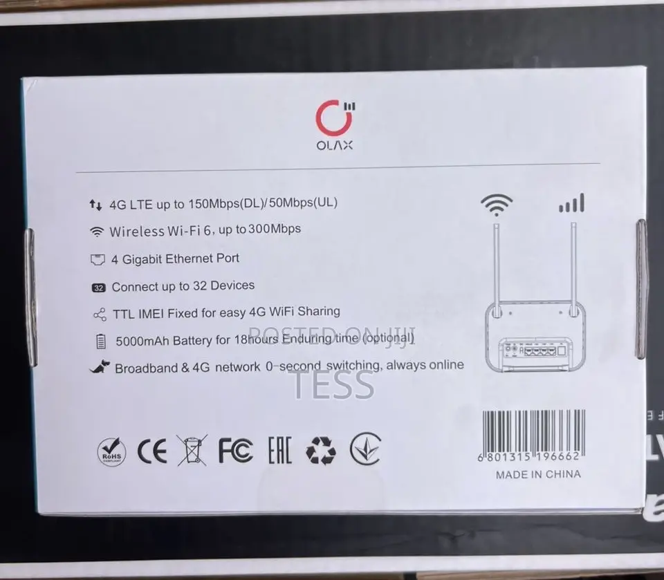 Olax 4g Lte Universal Sim Router With Backup Battery 5000mah
