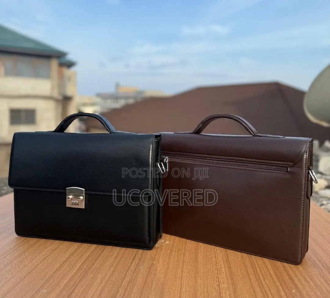 Briefcases for Business Men Leather Locking Laptop Bag