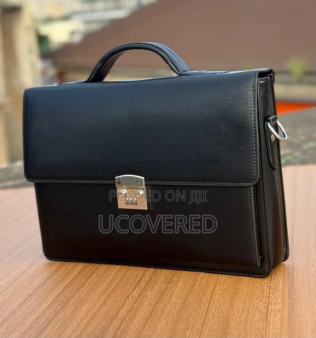 Briefcases for Business Men Leather Locking Laptop Bag