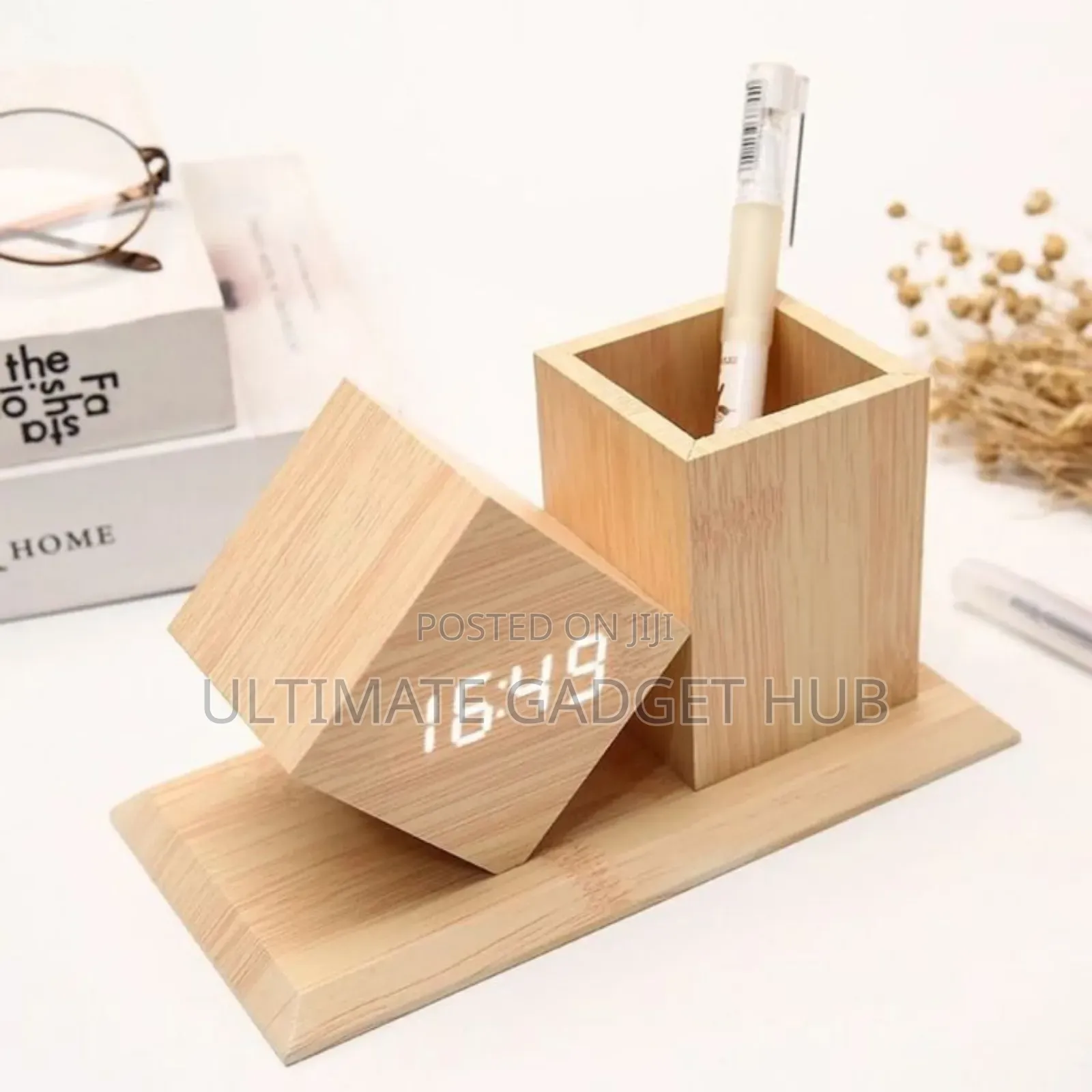Desktop Clock With Pen Holder