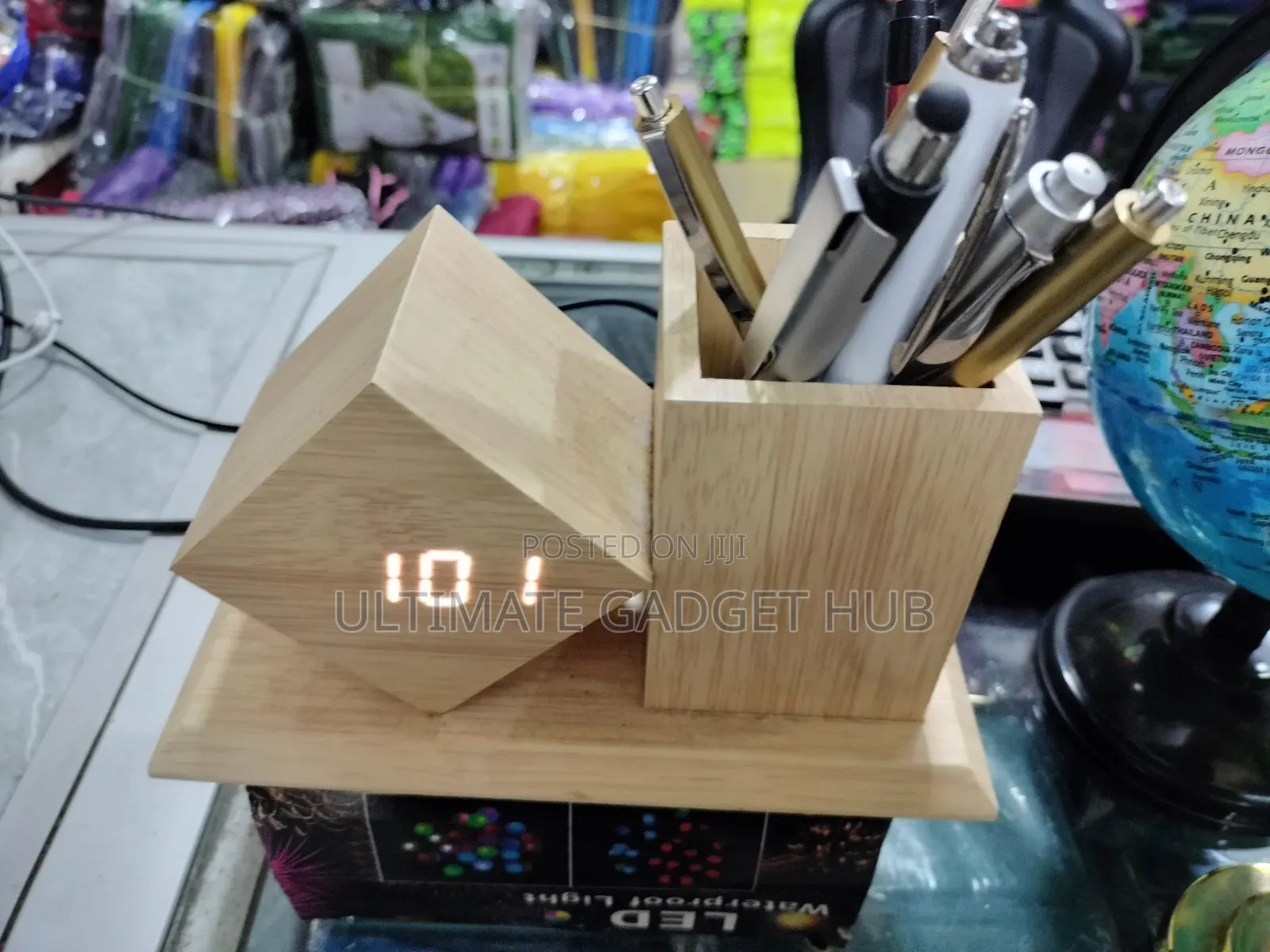 Desktop Clock With Pen Holder
