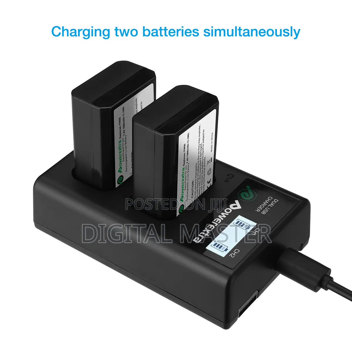 Powerextra Np-Fw50 Battery Smart LCD Display Dual Charger